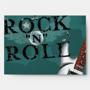 Teal Rock N Roll Star Birthday Party Invitation Envelopes