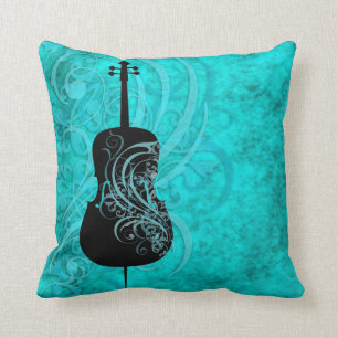Teal Rococo Cello Pillow