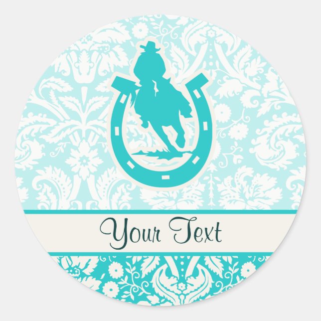 Teal Rodeo Classic Round Sticker (Front)