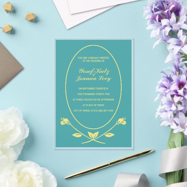 Teal Rose Acrylic Wedding Invitation (Insitu (Wedding))