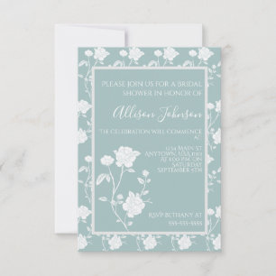 Teal Rose Bridal Shower Invitation