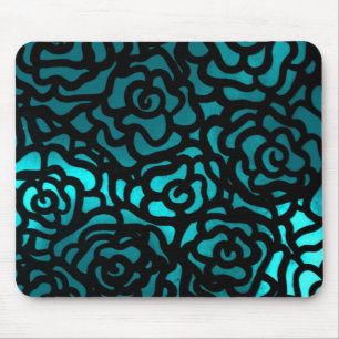 teal rose mousepad