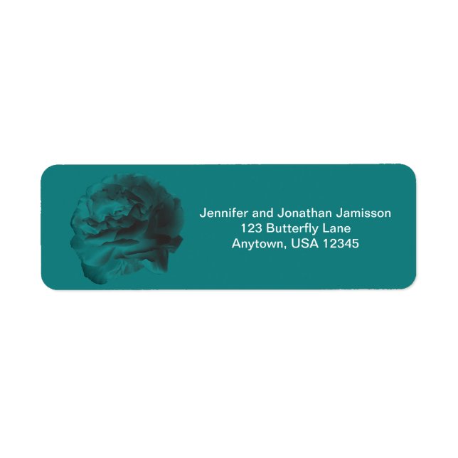 Teal Rose Return Address Labels (Front)