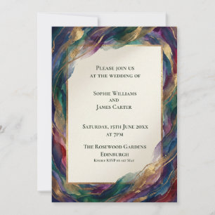 Teal Rose Watercolour Floral Wedding Invitation