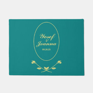 Teal Rose Wedding Doormat