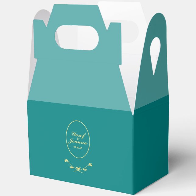 Teal Rose Wedding Favour Boxes (Open)