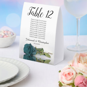 Teal Rose Wedding Table Number Seating Chart