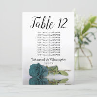 Teal Rose Wedding Table Seating Chart Large