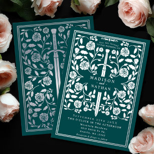 Teal Royal Mediaeval Silver Sword Wedding
