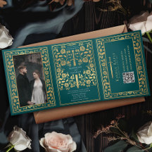 Teal Royal Mediaeval Sword Wedding QR Code
