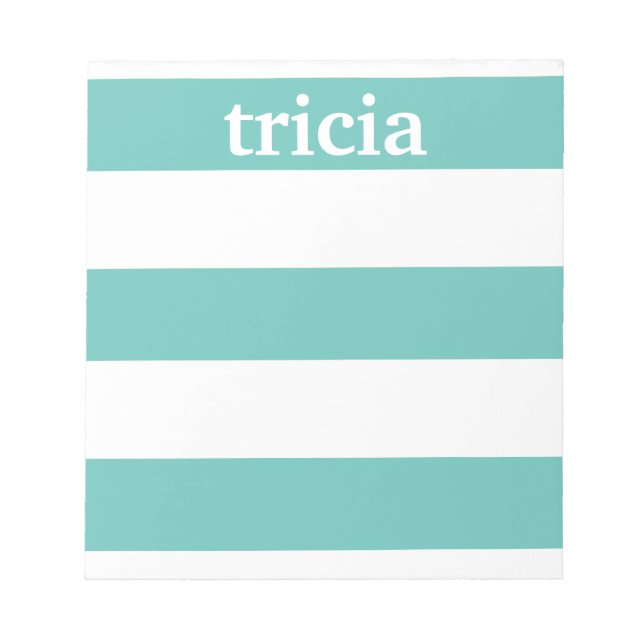 Teal Rugby Stripes Personalized Notepad (Front)