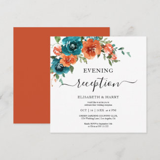 Teal Rust Orange Budget Rust Budget Wedding  Invitation