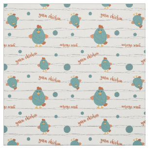 Teal & Rust Yarn Chicken Champion Fabric