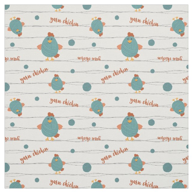 Teal & Rust Yarn Chicken Champion Fabric (Swatch)