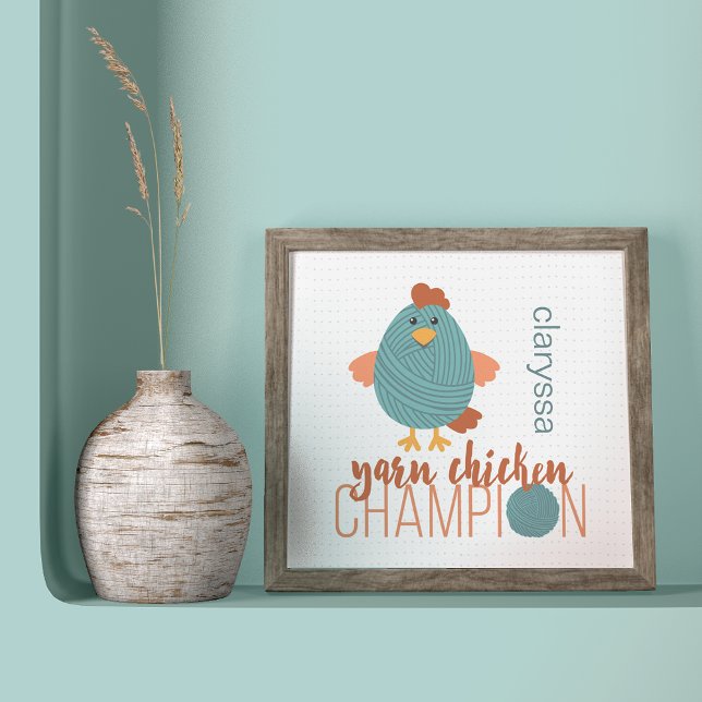 Teal & Rust Yarn Chicken Champion Poster (Creator Uploaded)