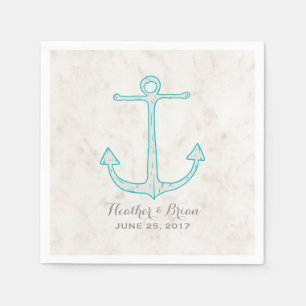 Teal Rustic Anchor Wedding Napkin