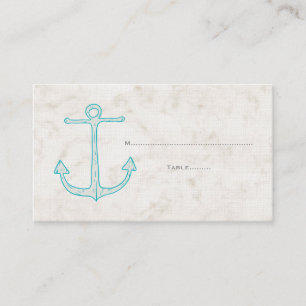Teal Rustic Anchor Wedding Place Cards