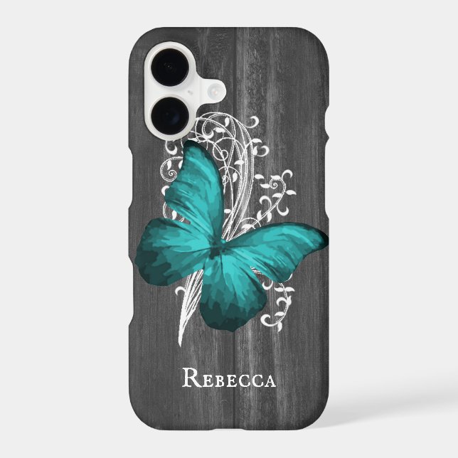 Teal Rustic Butterfly Personalised (Back)