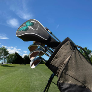 Teal Rustic Butterfly Personalised Golf Head Cover