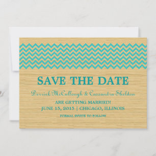 Teal Rustic Chevron Save the Date Invite