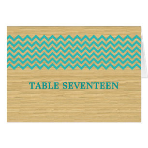 Teal Rustic Chevron Table Number Card