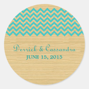 Teal Rustic Chevron Wedding Stickers