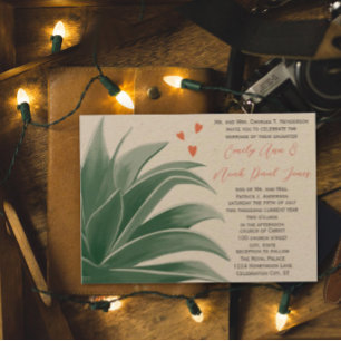 Teal Rustic Country Backyard Succulent Wedding Invitation