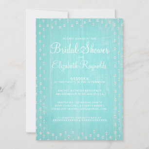 Teal Rustic Country Bridal Shower Invitations