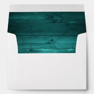 Teal Rustic Country Wood Wedding Envelope