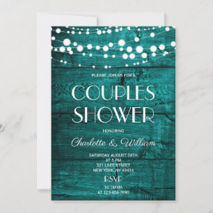 Teal Rustic Couples Shower Invitation