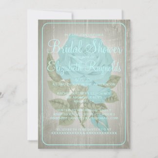 Teal Rustic Floral Bridal Shower Invitations