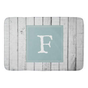 Teal Rustic Monogram Bath Mat