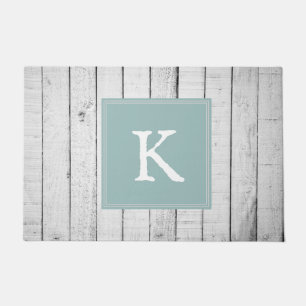Teal Rustic Monogram Doormat