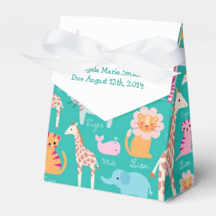 Teal Safari Theme Baby Shower Favour Box