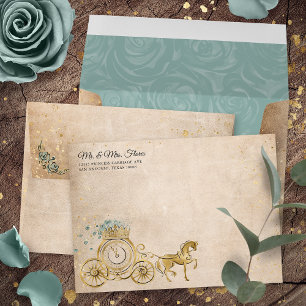 Teal Sage Seafoam Gold Princess Return Address Envelope