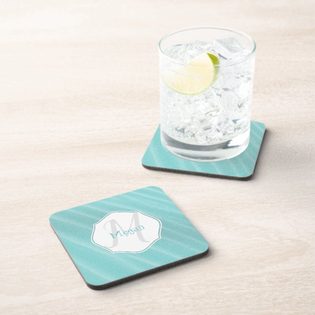 Teal Sand Ripples Personalised Coaster (Right Side)