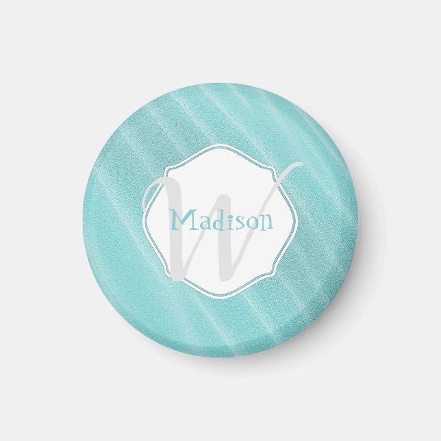 Teal Sand Ripples Personalised Magnet (Front)