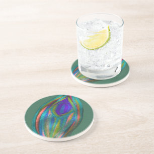 TEAL sandstone & cork coaster m3galleryStudio
