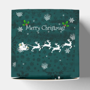 Teal Santa's Sleigh and Reindeer Favour Box