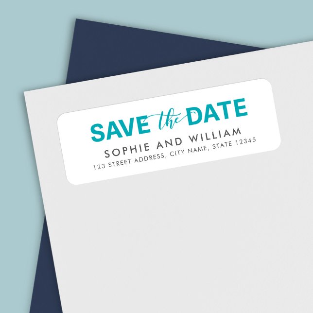 Teal Save the Date Wedding Return Address (Creator Uploaded)