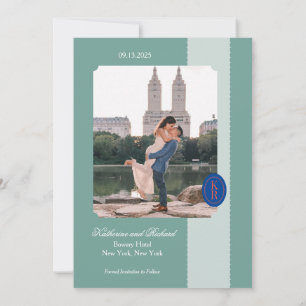 Teal Scalloped Edge Save The Date Invitation