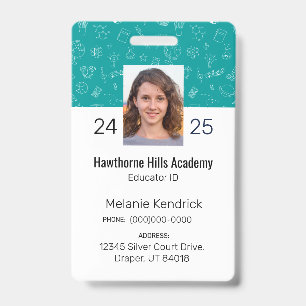 Teal School Icons Homeschool Educator ID Badge