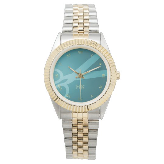 Teal Scissors & Monogram Watch