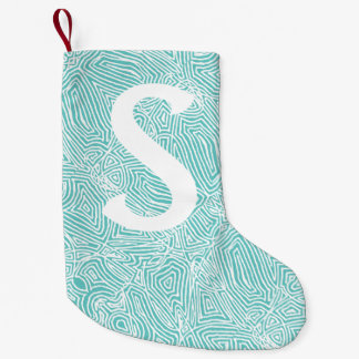 Teal Scribbleprint Small Christmas Stocking