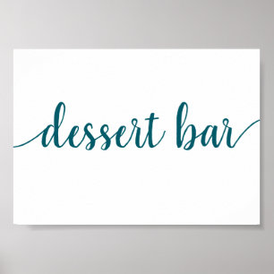 Teal Script Aqua Blue-Green Dessert Bar Sign