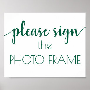 Teal Script Aqua Blue-Green Photo Frame Sign