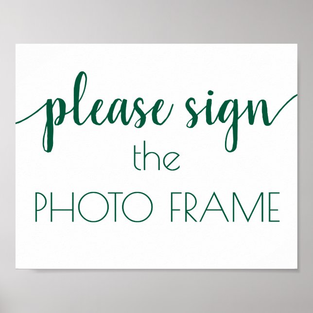 Teal Script | Aqua Blue-Green Photo Frame Sign (Front)
