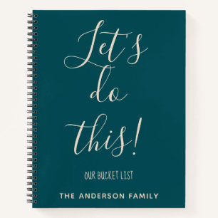 Teal Script Family Bucket List Vacation Planner Notebook