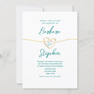 Teal Script Minimalist Wedding Invitation