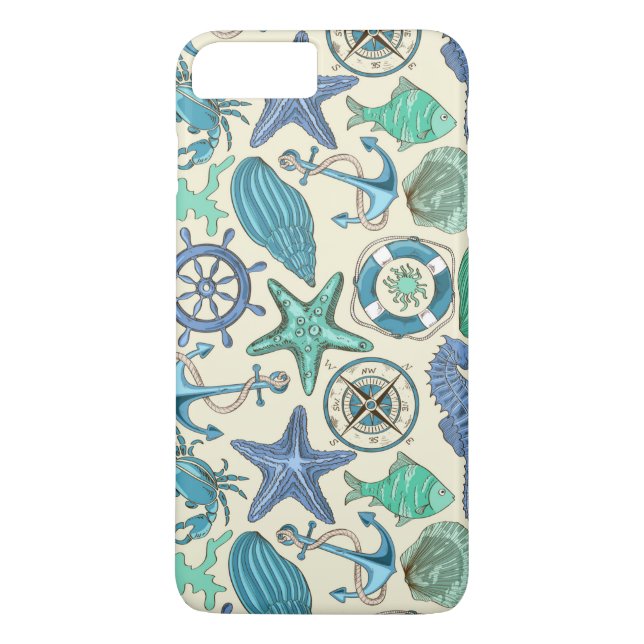 Teal Sea Animals Pattern Case-Mate iPhone Case (Back)